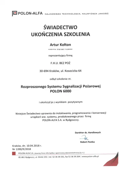 Skan: Certyfikat serwisowy FOYER · C224-2012-2112-100