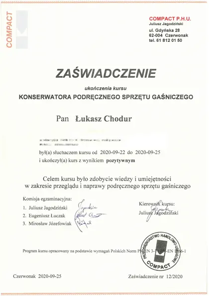 Skan: Certyfikat serwisowy FOYER · C224-2012-2112-160